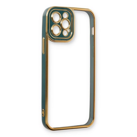 HOBİBAHÇEM iPhone 12 Pro Kılıf Liva Lens Silikon - Yeşil HB006