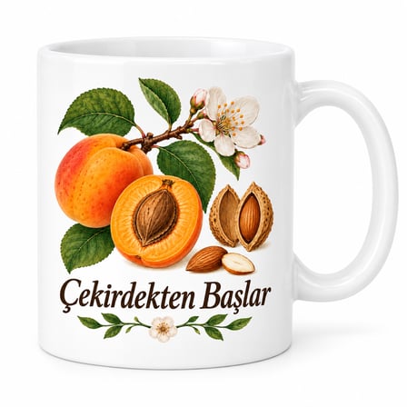 HOBİBAHÇEM Çekirdekten Başlar Tasarımlı Porselen Kupa - MODEL 525 HB006