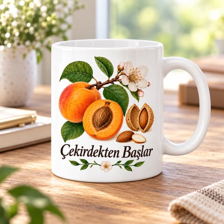 HOBİBAHÇEM Çekirdekten Başlar Tasarımlı Porselen Kupa - MODEL 525 HB006