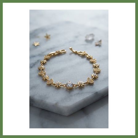 HOBİBAHÇEM Gold Renk Celestial Yıldız ve Hilal Model Kadın Bileklik HB006