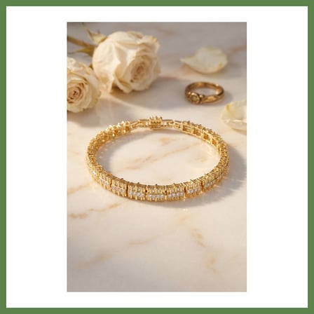HOBİBAHÇEM Gold Renk Pirinç Elegance Zirkon Taşlı Kadın Bileklik HB006