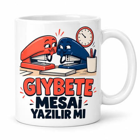 HOBİBAHÇEM Gıybet Mesaisi Tasarımlı Porselen Kupa - MODEL 724 HB006