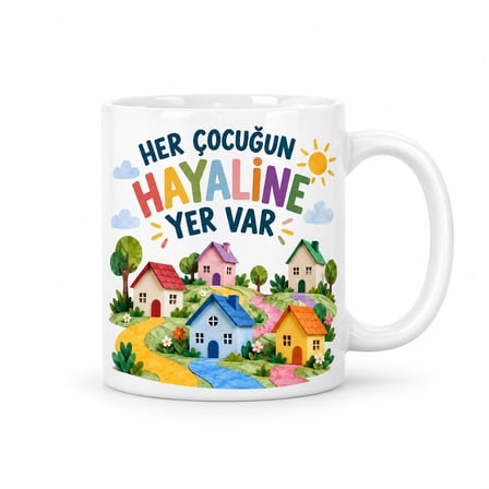 HOBİBAHÇEM Çocukların Dünyası Tasarımlı Porselen Kupa - MODEL 836 HB006