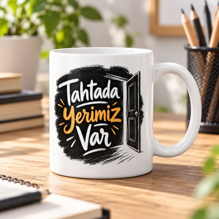 HOBİBAHÇEM Tebeşir Molası Tasarımlı Porselen Kupa - MODEL 633 HB006