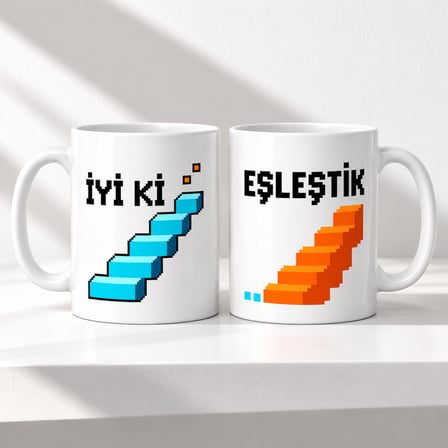 HOBİBAHÇEM İyi ki Eşleştik 2'li Porselen Kupa Seti - MODEL 707 HB006