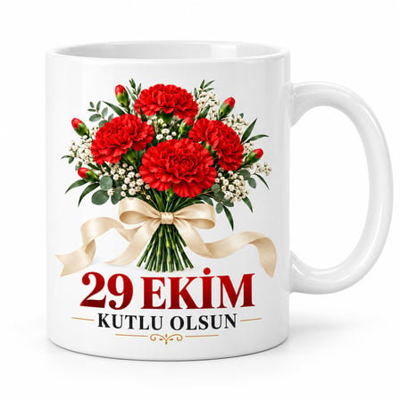 HOBİBAHÇEM Cumhuriyet Neşesi Tasarımlı Porselen Kupa - MODEL 734 HB006