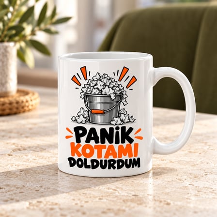 HOBİBAHÇEM Telaş Kotası Tasarımlı Porselen Kupa - MODEL 816 HB006