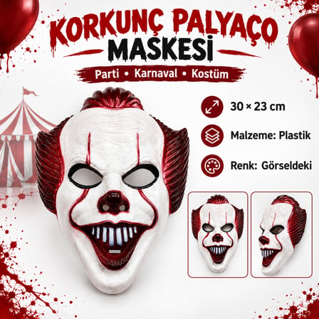 HOBİBAHÇEM Plastik Joker Maskesi Killer Palyaço Maskesi HB006