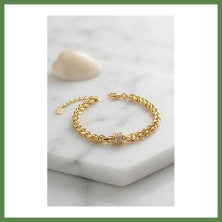 HOBİBAHÇEM CM Gold Renk Pirinç Singapur Zincir Model Kadın Bileklik HB006