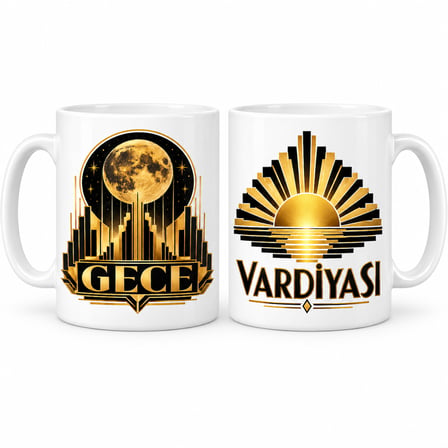 HOBİBAHÇEM Gece Vardiyası 2'li Porselen Kupa Seti - MODEL 697 HB006