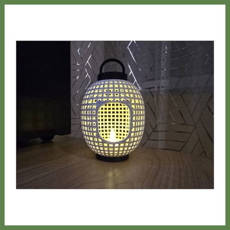HOBİBAHÇEM Japon Esintili Izgara Desenli Fener Tealight Mumluk Dekoratif Rüzgar Feneri HB006