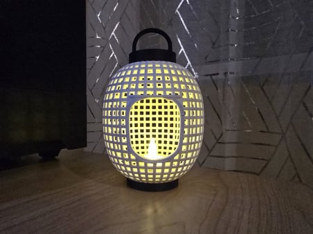 HOBİBAHÇEM Japon Esintili Izgara Desenli Fener Tealight Mumluk Dekoratif Rüzgar Feneri HB006
