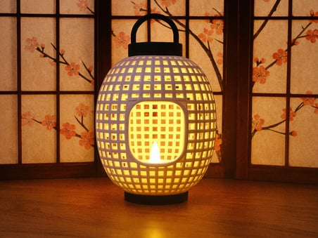 HOBİBAHÇEM Japon Esintili Izgara Desenli Fener Tealight Mumluk Dekoratif Rüzgar Feneri HB006