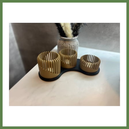 HOBİBAHÇEM Üç Boyutlu Tealight Mumluk ve Üçlü Mum Standı Seti Dekoratif Mum Tutucu HB006
