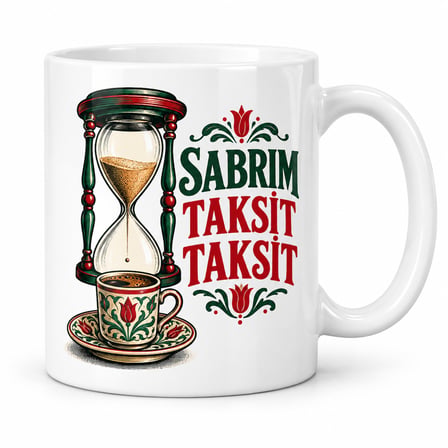 HOBİBAHÇEM Sabır Taksiti Tasarımlı Porselen Kupa - MODEL 812 HB006