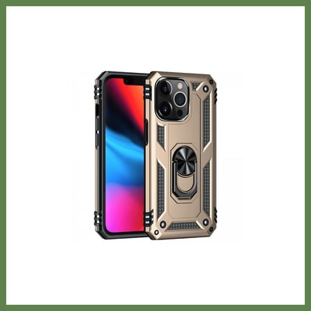 HOBİBAHÇEM iPhone 13 Pro Uyumlu Kılıf Sofya Yüzüklü Silikon Kapak - Gold HB006