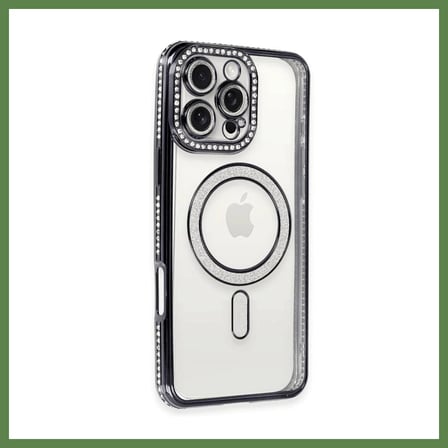 HOBİBAHÇEM iPhone 16 Pro Uyumlu Kılıf Joke Simli Magneticsafe Kılıf - Gri HB006