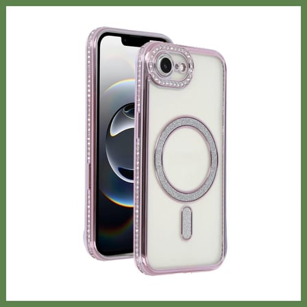 HOBİBAHÇEM iPhone 16E Joke Simli Magneticsafe Kılıf - Pembe HB006