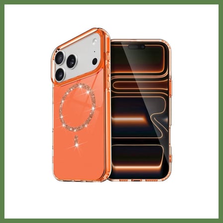 HOBİBAHÇEM iPhone 17 Pro Max Uyumlu Live Diamond Magsafe Kapak - Turuncu HB006