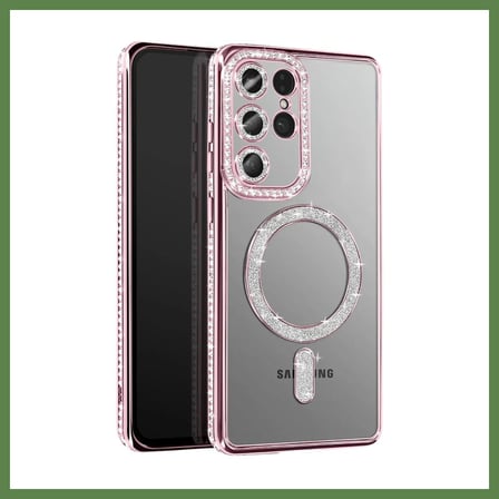 HOBİBAHÇEM Samsung Galaxy S26 Ultra Joke Simli Magneticsafe Kılıf - Pembe HB006