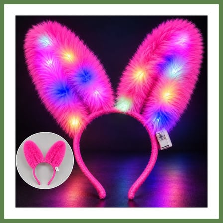 HOBİBAHÇEM 3 Modlu LED Işıklı Peluş Tavşan Kulağı Fuşya Renk HB006