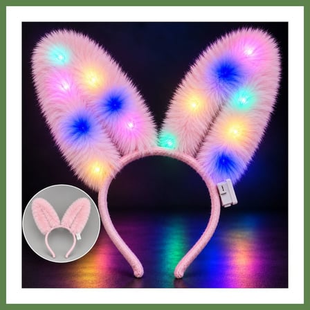 HOBİBAHÇEM 3 Modlu LED Işıklı Peluş Tavşan Kulağı Pembe Renk HB006