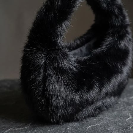 HOBİBAHÇEM Siyah Peluş Kadın El Çantası Yumuşak Tüylü Astarlı Mini Omuz Çantası HB006