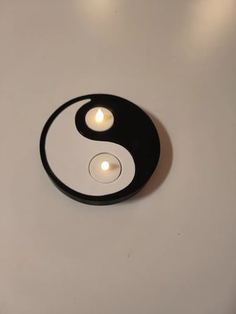HOBİBAHÇEM Yin Yang Tealight Mumluk İki Parçalı Siyah Beyaz Dekoratif Mum Tutucu HB006