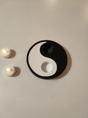 HOBİBAHÇEM Yin Yang Tealight Mumluk İki Parçalı Siyah Beyaz Dekoratif Mum Tutucu HB006