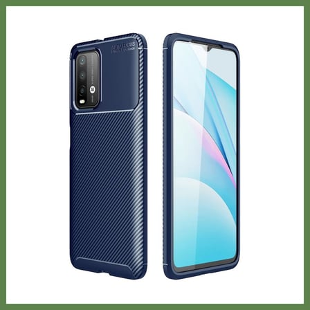 HOBİBAHÇEM Redmi 9T Kılıf Auto Focus Karbon Kapak - Lacivert HB006