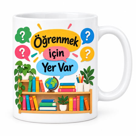 HOBİBAHÇEM Öğrenmek İçin Yer Var Tasarımlı Porselen Kupa - MODEL 530 HB006