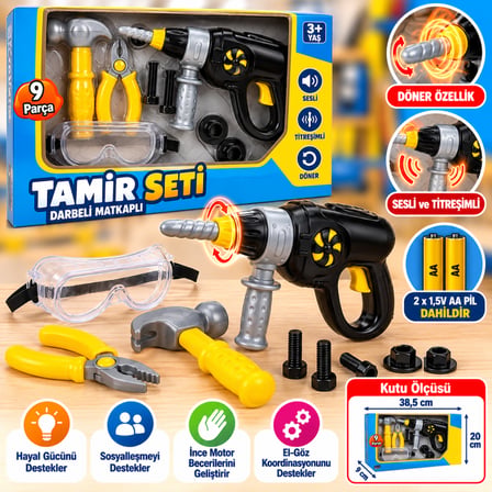 HOBİBAHÇEM Matkaplı Tamir Seti 9 Parça HB006