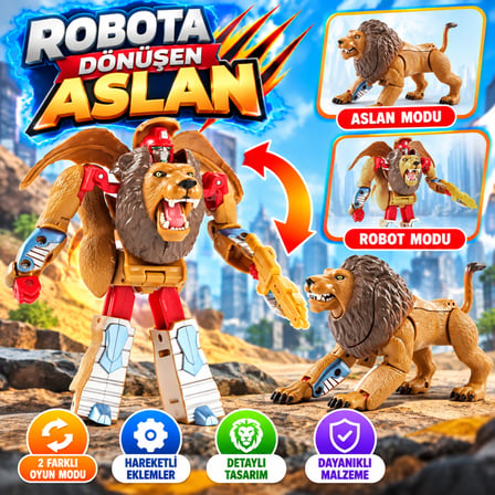 HOBİBAHÇEM Robota Dönüşen Aslan Oyuncak HB006