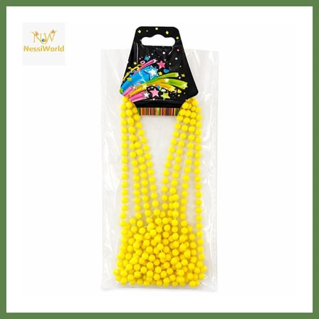 HOBİBAHÇEM Neon Sarı Boncuk Kolye 80 cm – Retro 80’ 90’lar Parti Aksesuarı HB006