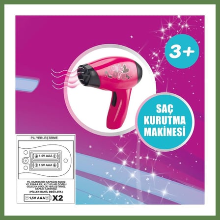 HOBİBAHÇEM YD-3615-3 PİLLİ SAÇ KURUTMALI HB006