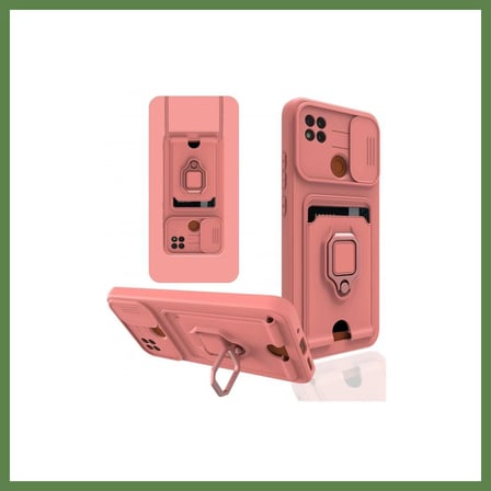 HOBİBAHÇEM Redmi 9C Uyumlu Kılıf Zuma Kartvizitli Yüzüklü Silikon - Pembe HB006