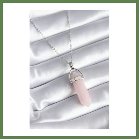 HOBİBAHÇEM 316L Çelik Gümüş Renk Pembe Taşlı Kadın Kolye HB006