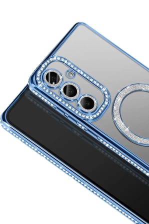 HOBİBAHÇEM Samsung Galaxy S26 Uyumlu Joke Simli Magneticsafe Kılıf - Mavi HB006