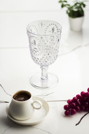 HOBİBAHÇEM Akrilik Şeffaf Tekli Kadeh & Su Meşrubat Kahve Yanı Bardağı 450 ml ( Cam Değildir ) HB006