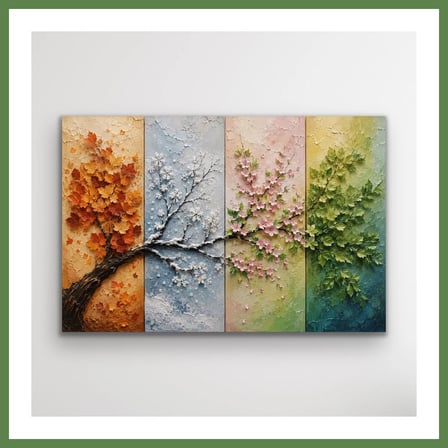 HOBİBAHÇEM 4 Mevsim Ağaç Kanvas Tablo 60X90 CM HB006