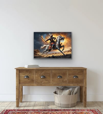 HOBİBAHÇEM Atlı Osmanlı Askeri Kanvas Tablo 70x100cm HB006