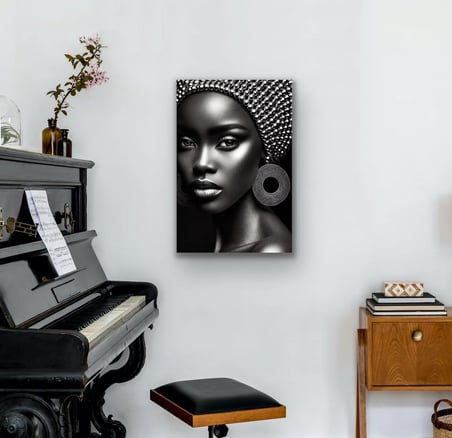 HOBİBAHÇEM Afrikalı Siyahi Kadın Kanvas Tablo 70x100 HB006