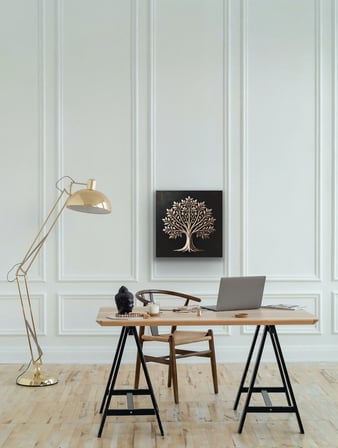 HOBİBAHÇEM Bronz Ağaç Kanvas Tablo 60x60cm HB006