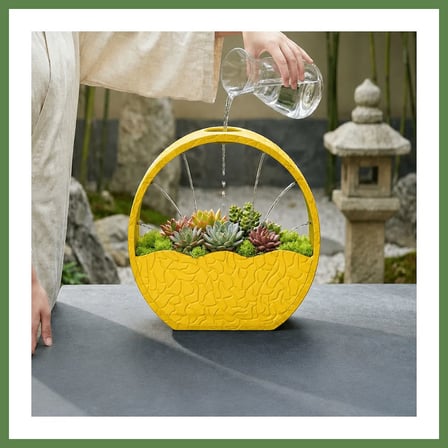 HOBİBAHÇEM 3D Baskı Self-Watering Planter - Kendi Kendini Sulayan Saksı-Sarı HB006