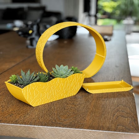 HOBİBAHÇEM 3D Baskı Self-Watering Planter - Kendi Kendini Sulayan Saksı-Sarı HB006