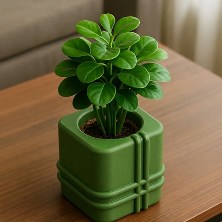 HOBİBAHÇEM 3D Baskı Square Planter - Izgara Desenli Küp Saksı-Yeşil HB006