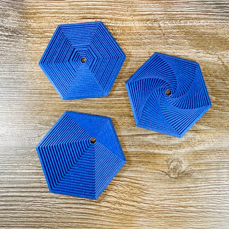 HOBİBAHÇEM 3D Baskı Super Fidget Coaster Seti - Altıgen Desenli Bardak Altlığı ve Tutucu-Mavi HB006