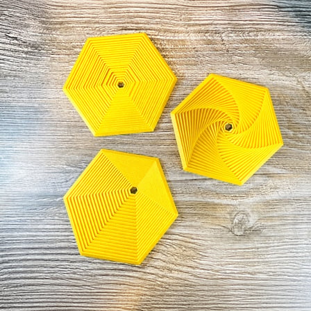 HOBİBAHÇEM 3D Baskı Super Fidget Coaster Seti - Altıgen Desenli Bardak Altlığı ve Tutucu-Sarı HB006