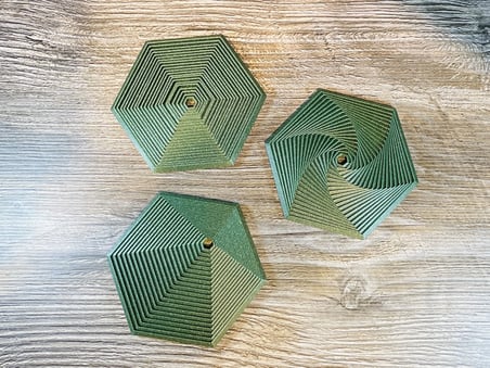 HOBİBAHÇEM 3D Baskı Super Fidget Coaster Seti - Altıgen Desenli Bardak Altlığı ve Tutucu-Yeşil HB006