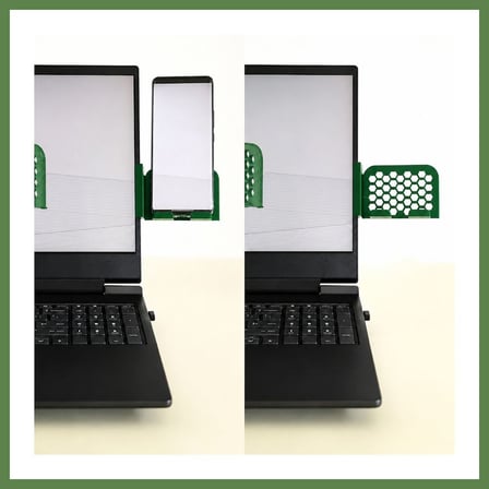 HOBİBAHÇEM 3D Baskı Monitor Telefon Tutucu - Petek Desenli Laptop Kenar Telefon Tutucu-Yeşil HB006
